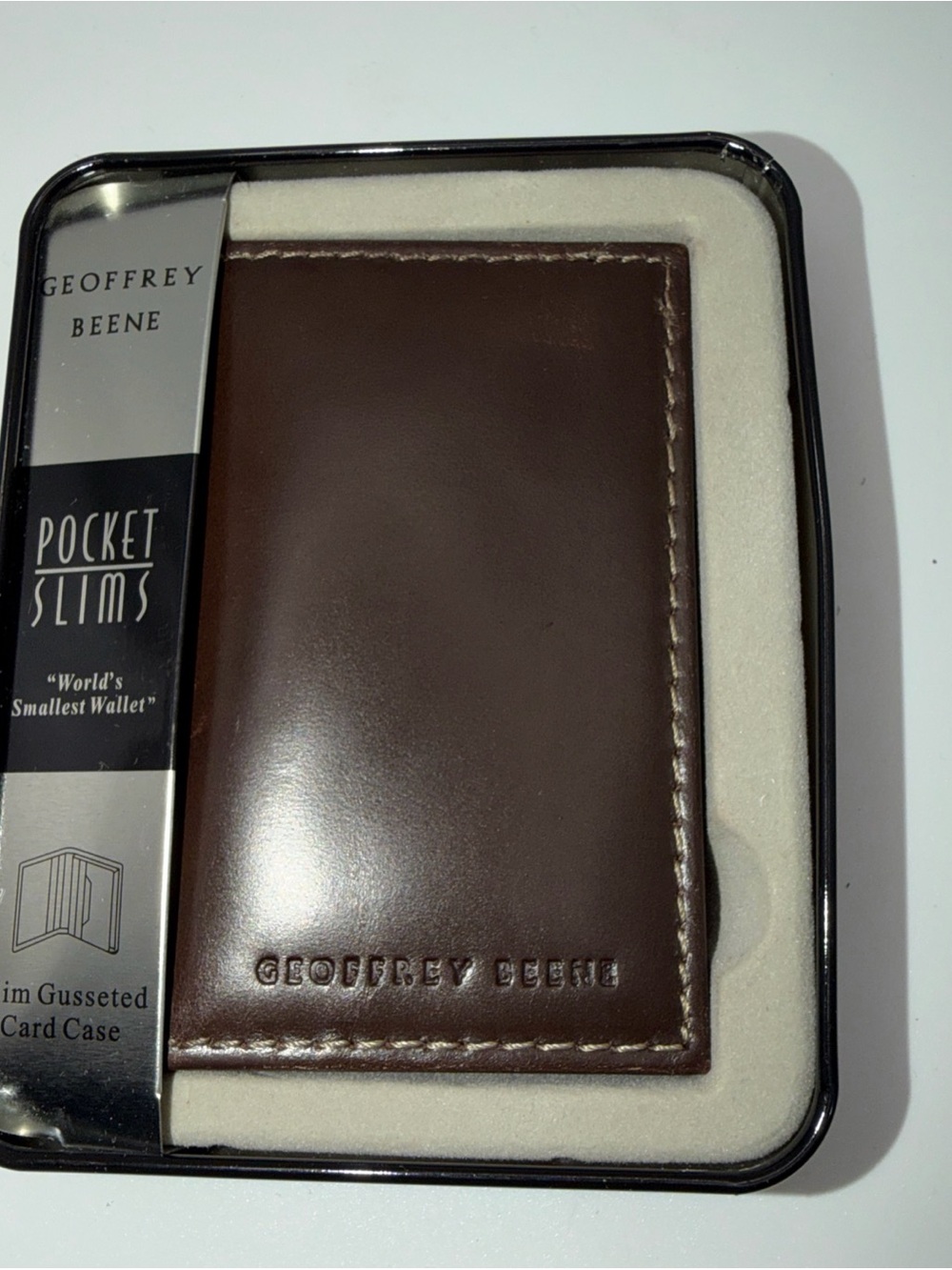 Geoffrey Beene Chestnut Brown Leather Pocket Slim Card Case